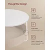 Coffee Table with Storage, Round Center Table for Living Room with Fabric Basket, Modern Style, Metal Frame, Matte White 4