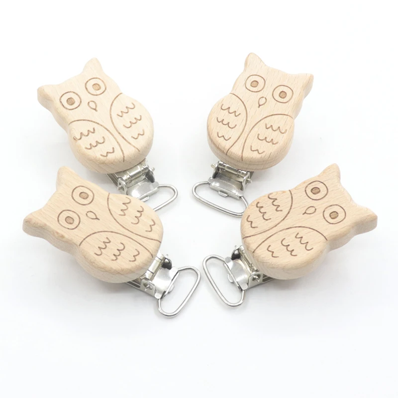 Pacifier Chain Pacifier Clip Pacifier Accessories 5Pcs Nipple Chain Accessories Modelling Beech Pacifier Clips BPA Elephant Fox Wolf Deer Owl Shaped DIY Accessories For Baby