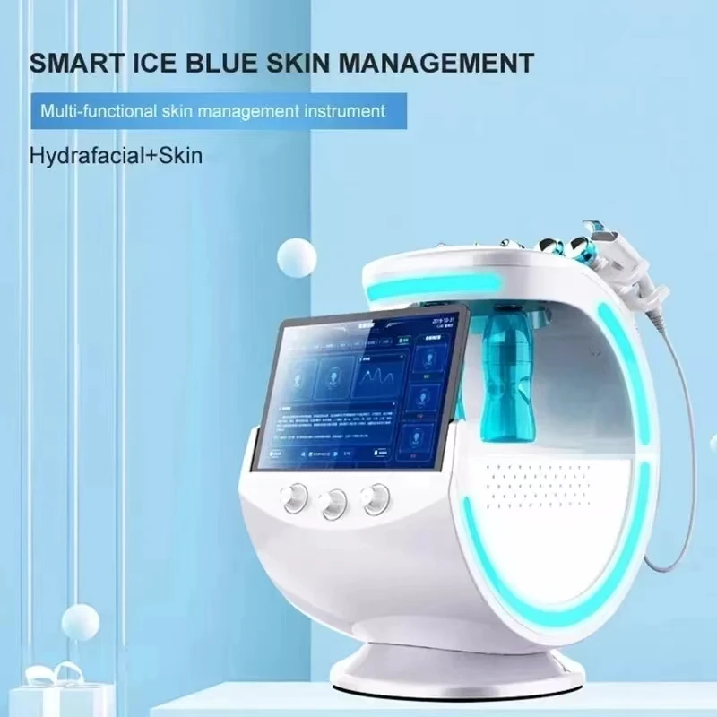 Smart Ice Blue 7 and 1 Facial Care Skin Analysis Multifunctional Hydra Skin Regeneration Small Bubble Micro Grinder