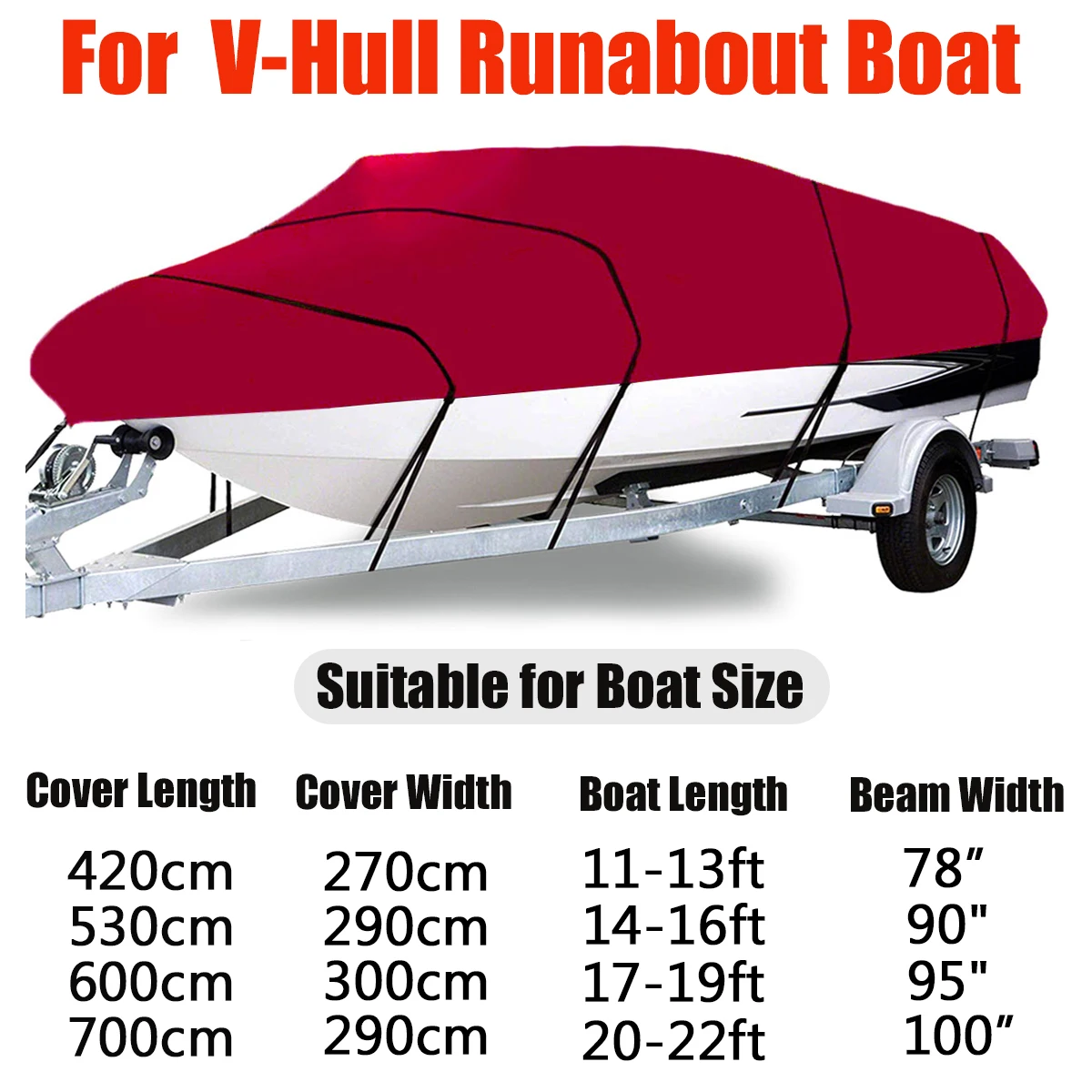 210D Yacht Boat Cover 11- 22FT Anti-UV Waterproof Heavy Duty Marine Trailerable Canvas Accessories