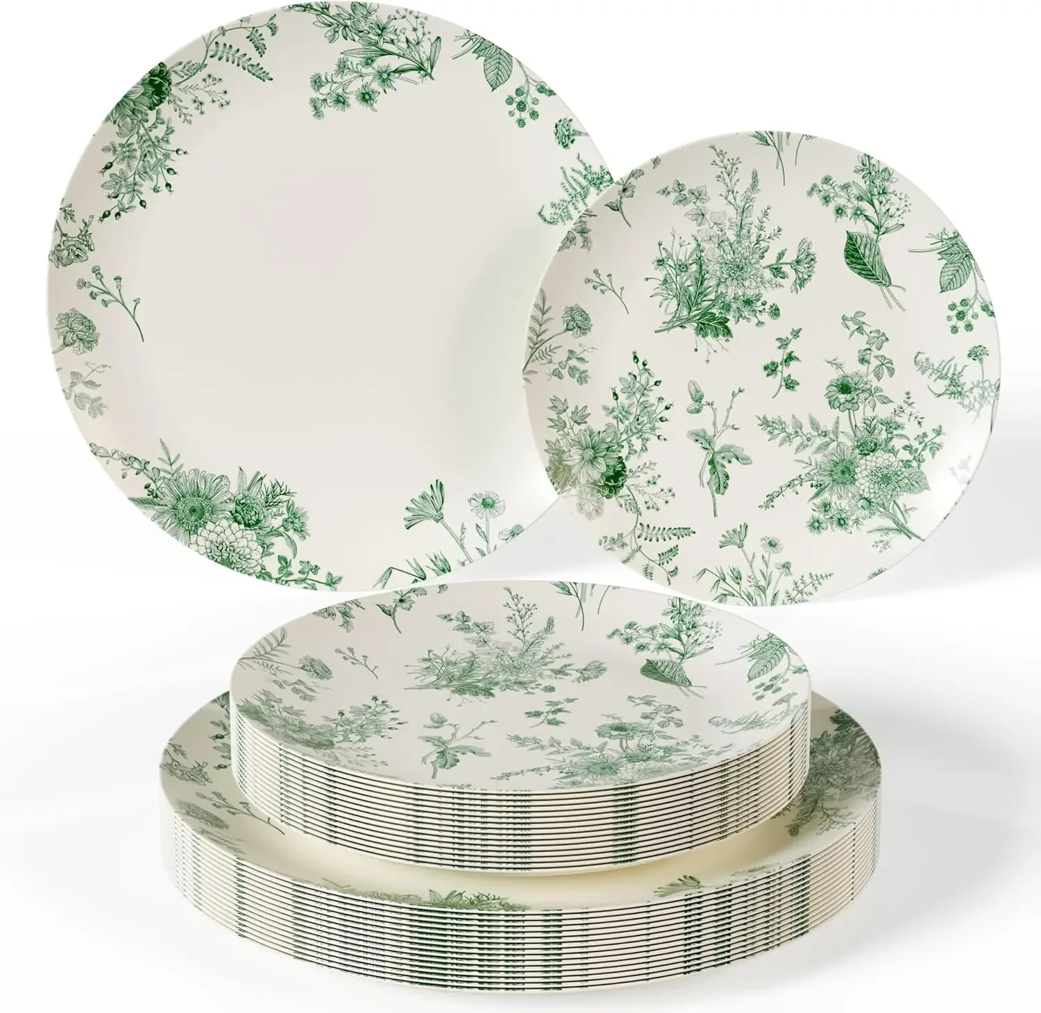 80 Piece Plastic Disposable Plates Set For 40 Guests I 40 X 8 Inch Dessert Plates & X 10 Inch Disposable Plastic