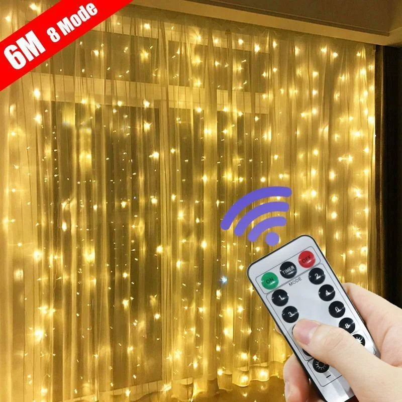 Decorative Lights 6x3M/3x3m Curtain Garland on The Window USB Power Fairy Lights Festoon with Remote New Year Garland Led Lights Bedroom Decor