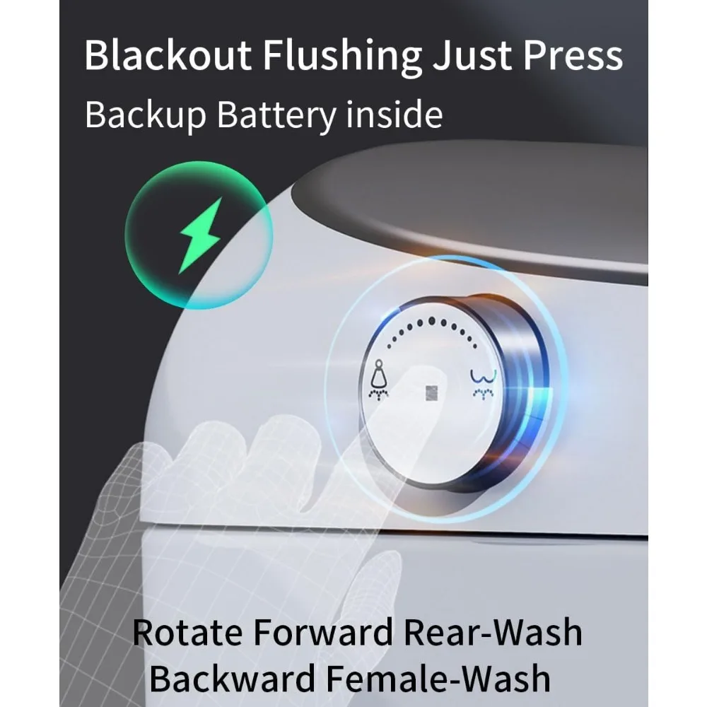 Smart Toilet, Bidet Built in And Auto Open/Close Heated Seat Automatic Flush Bidet Toilet with Night Light, Toilets Smart