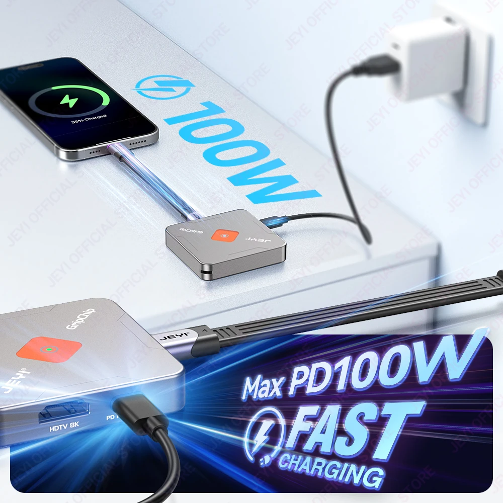 JEYI Magnetic M.2 2230 SSD Enclosure ssd enclosure with Magsafe for iPhone 16/15 ProRes, 8K/4K HD Screen Share, USB 10Gbps, 100W PD Charging