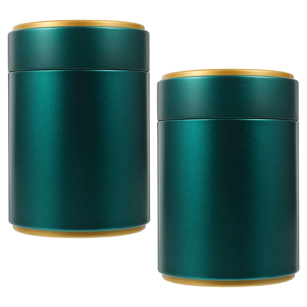 

2 Pcs Tinplate Tea Metal Storage Container Airtight Canister Candy Jars Seal With Lid