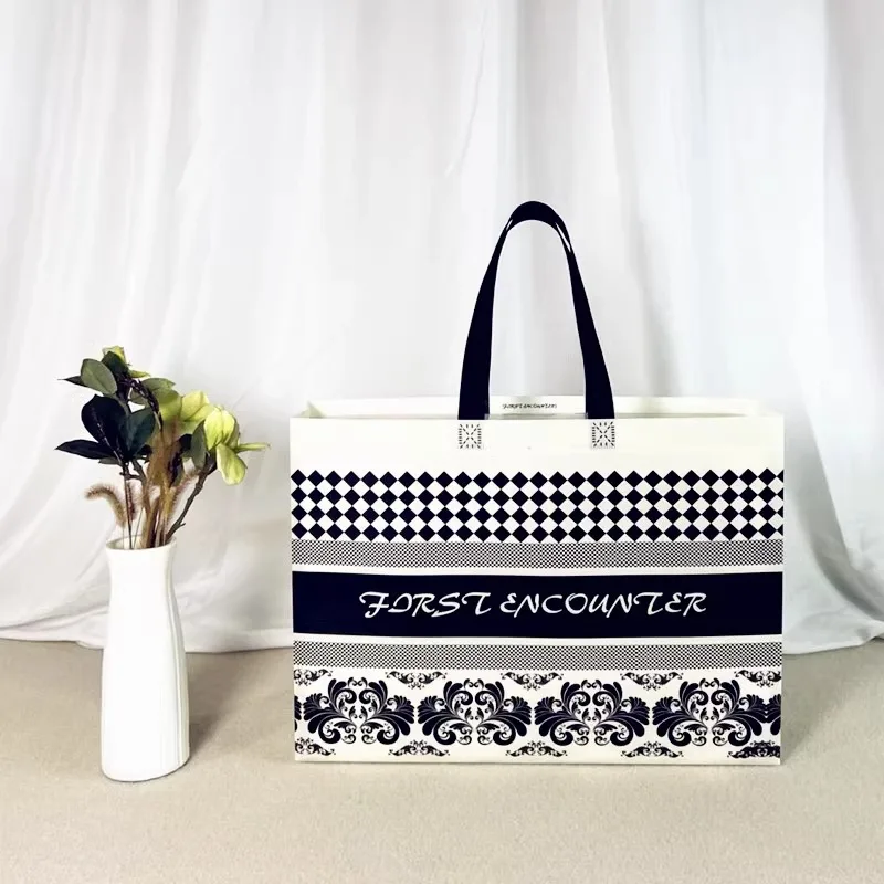 스토백 부직포 쇼핑백, 토트 원단 에코 의류 포장, 휴대용 방수 보관, 재사용 가능한 대형 파우치, 가정용, 10 개 