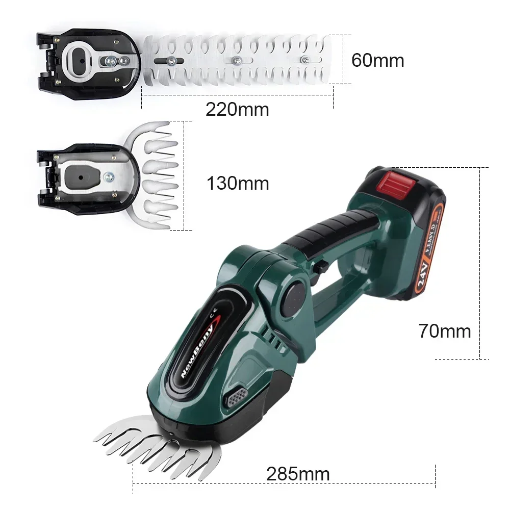 NEWBENY 2 IN 1 Handheld Electric Hedge Trimmer Garden Tool 24V Cordless Rechargeable Household Shrub Weeding Pruning Lawn Mower 2