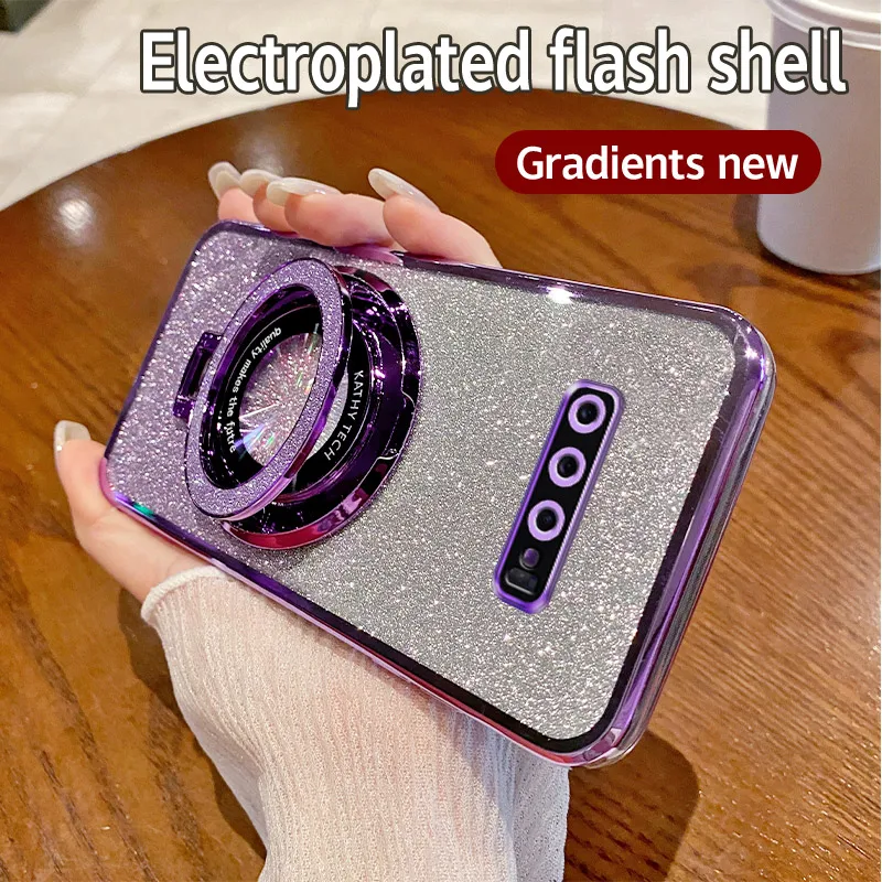 Glitter Electroplate Magnetic Bumper Phone Case with Soft Bracket