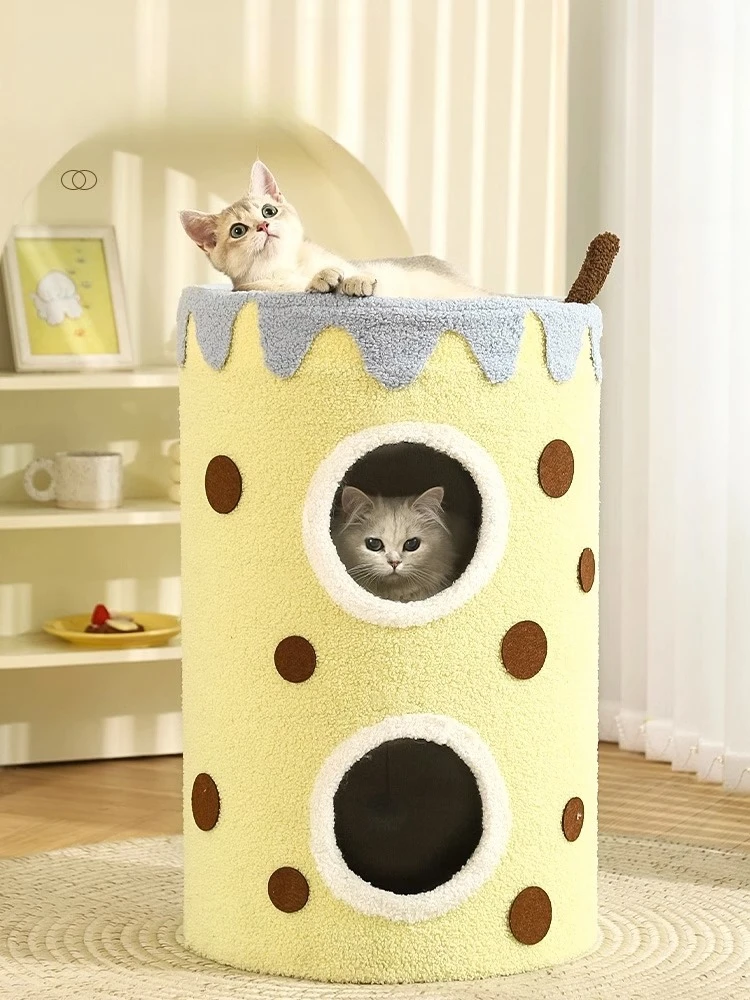 

Double Layers Pet Nest Winter Warm Dog Cat Villa Plush Pets Mattress Semi Enclosed Kitten Puppy House Pet Supplies All Seasons