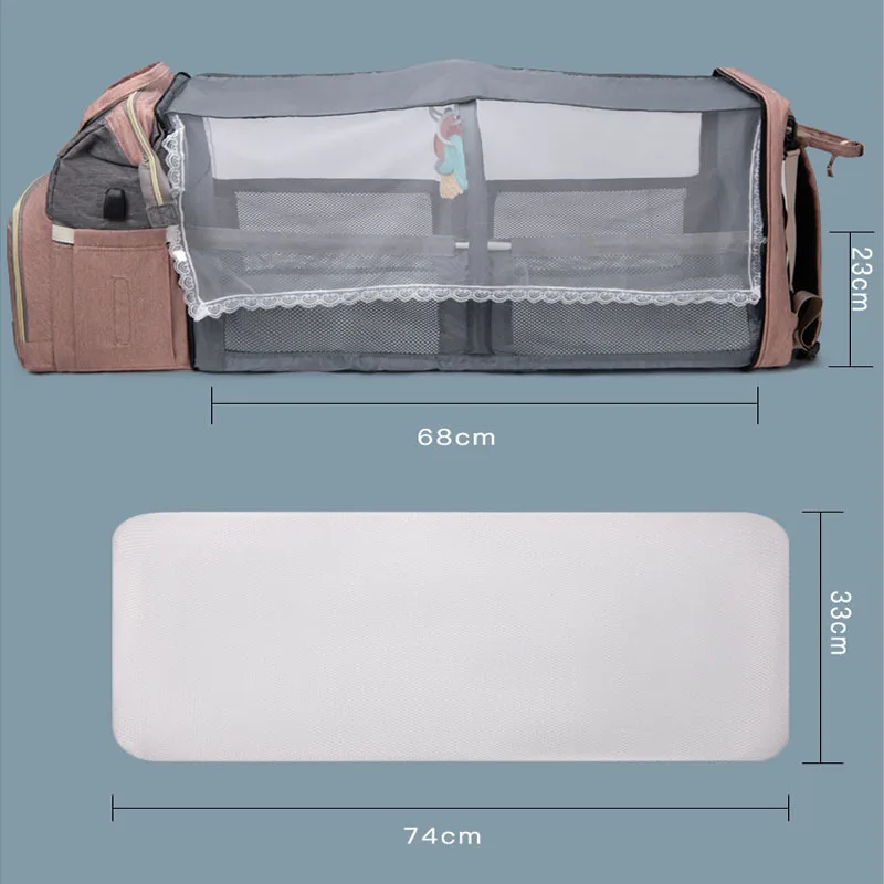 New Folding Mommy Bag Lightweight Portable Folding Crib Bed Large-capacity Baby Backpack Female Mommy Outting Bag Bolsa 5