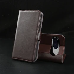 Luxury Genuine Leather Phone Case with Card Holder Wallet Function - Google Pixel 8 Pro (Brown)