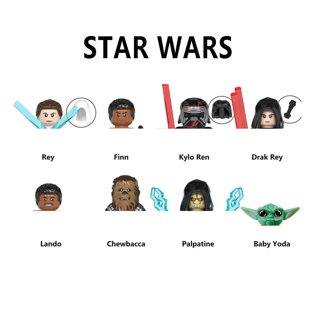 

WM6081 Building Blocks Kylo Ren Bricks Chewbacca Figures Finn Mini Figurines Sheev Palpatine Figure Yoda Assembly Kids Toy