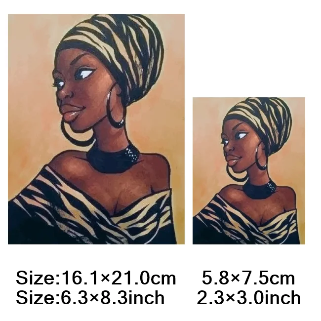 Beautiful Retro Art Black Woman Clothes Decals Flower Heat Transfers transfert thermocollants T-shirt Parches Stranger Thing