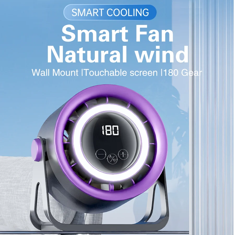 Electric Fan with Ambient Light Turbo Mute Electric Fan Desktop Wall Mount Ceiling Air Cooler 6