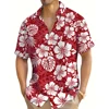 3D Floral Pattern Print Men's Short Sleeve Button Up Lapel Shirt For Summer Holiday Resort Hawaiian Style Shirt Men Oversized 1