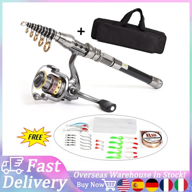 Fishing Rod Reel Combo Carbon Fiber Telescopic Spinning Reel