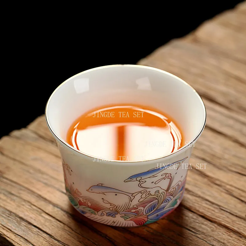 1pcs Yangzhi Jade Kung Fu Tea Cup Household High-end White Porcelain Personal Tea Cup Office Drinking Tea Cup Drinking Utensils