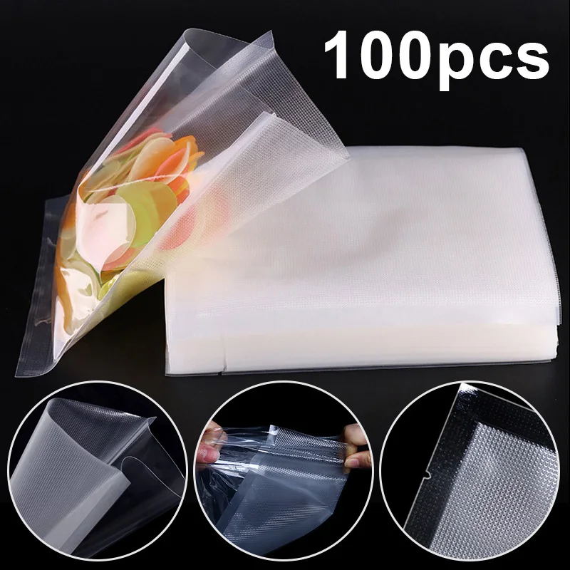 100 PCS emballage sous vide alimentaire sac en plastique