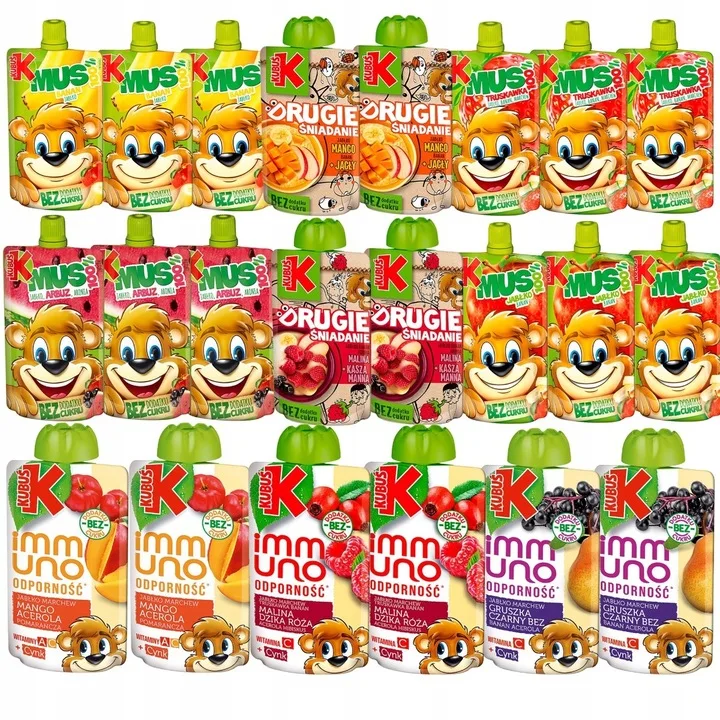 Kubuś Mix musów owocowych dla dzieci 100 g x 22 sztuki z Polski za $14.18 / ~51zł