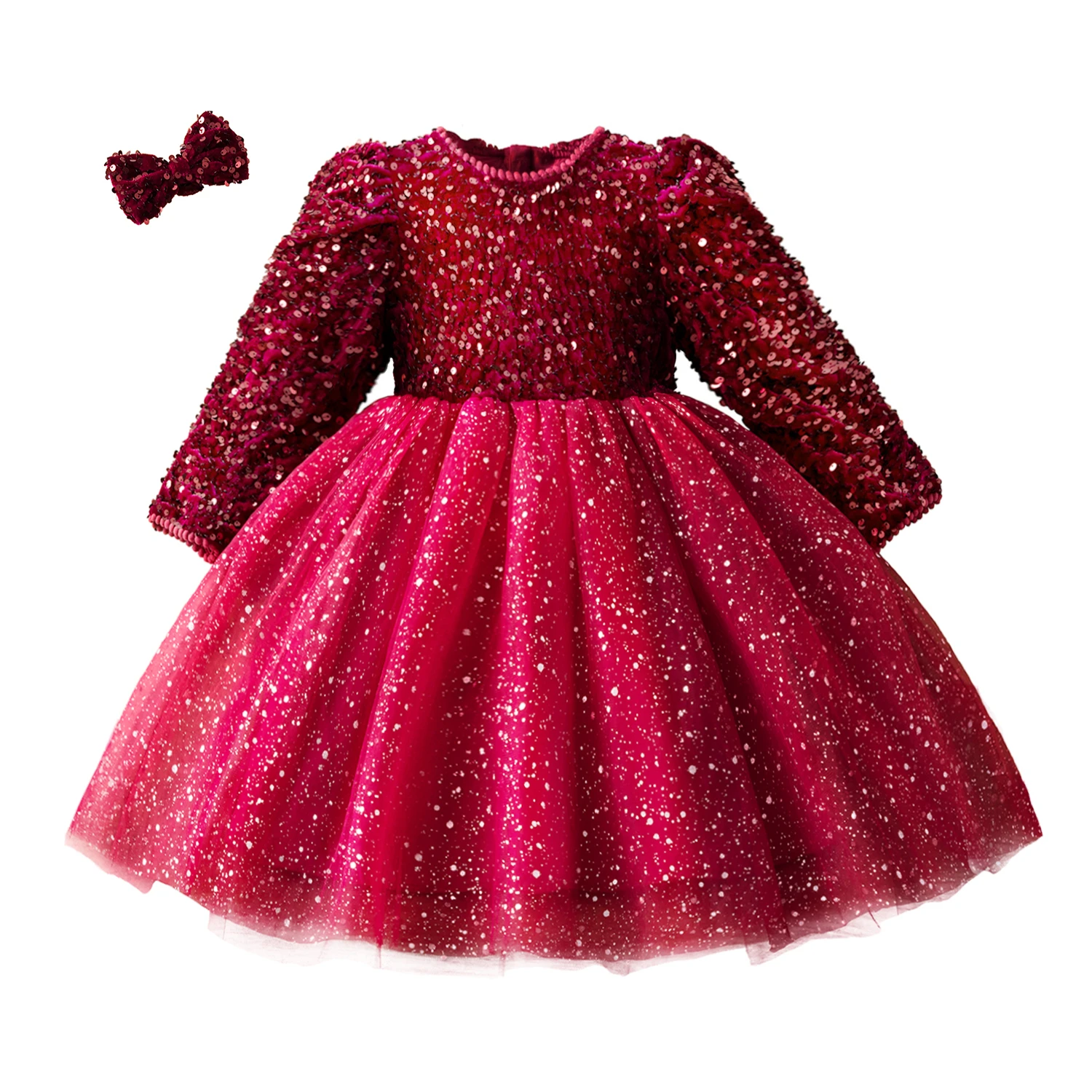 2021 Winter Knitted Chiffon Girl Dress ...
