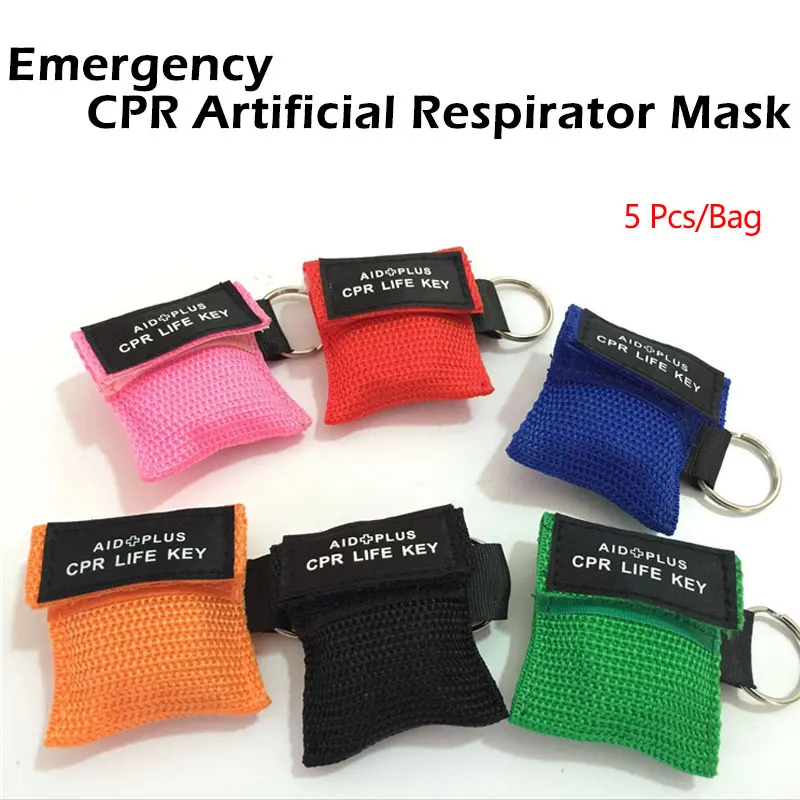 

5Pcs/bag Outdoor EDC CPR Emergency Resuscitator Mask Keychain Emerge Face Shield First Aid Kit For Health Survival Security