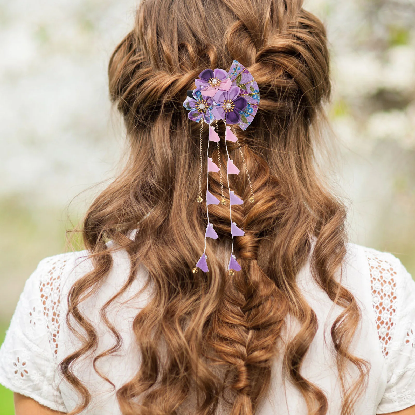 Manual Women's Bridal Hair Accessories Tassel Bride Hairpins Kimono Clip Flower 2
