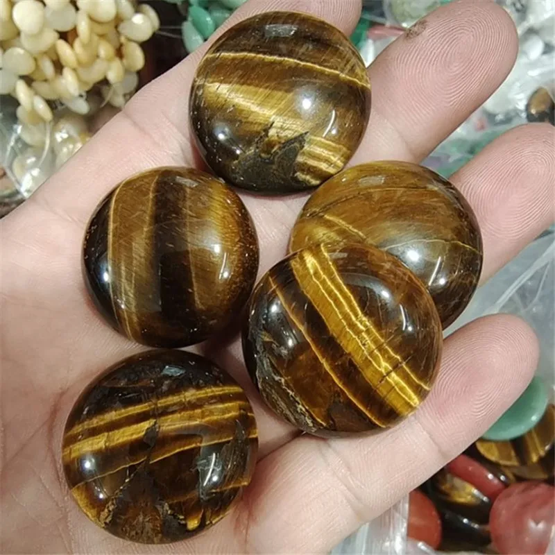 

5PCS 30MM Natural Stone Cabochons Round Shape Yellow Tiger Eye Green Aventurine DIY Jewelry Designs Accessories Faster Delivery