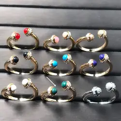 Elegant 18K Rose Gold Women's Diamond Open Ring - 8 (Rose gold and green)