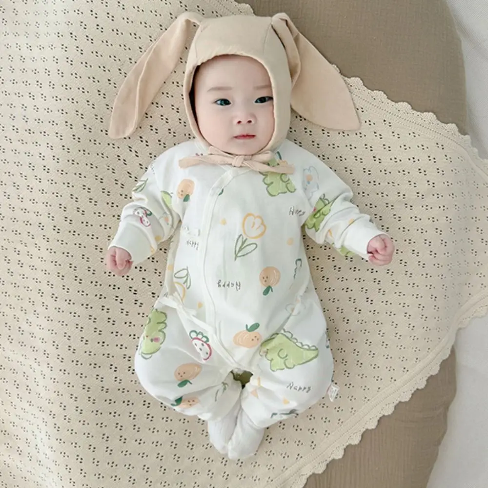 Toddler Wear Soft Baby Jumpsuit Cartoon Pattern Button Design Infant Romper Cute Printed Cotton Newborn Onesie Infant Wear