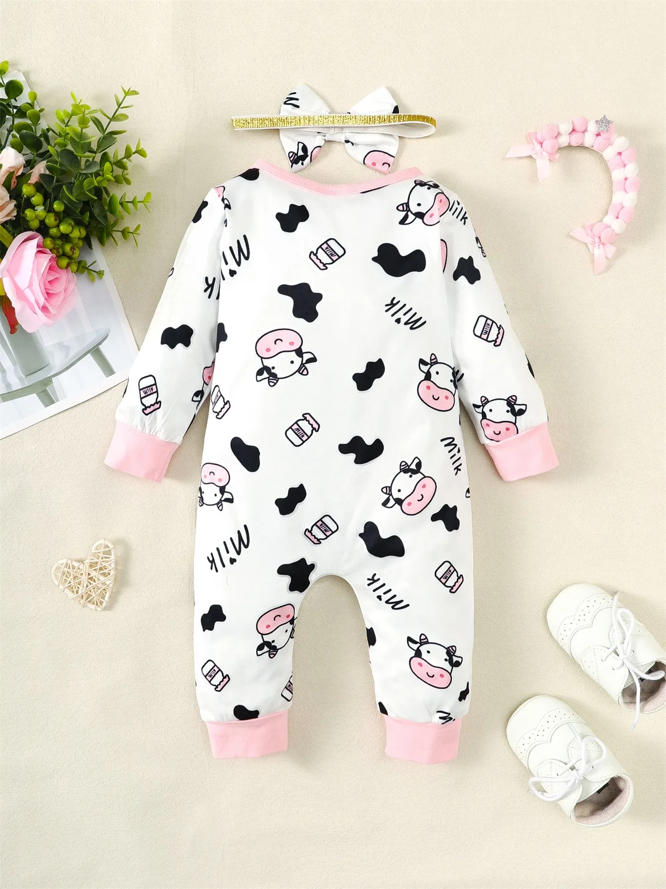 Baby Girl Cow Romper Set 5