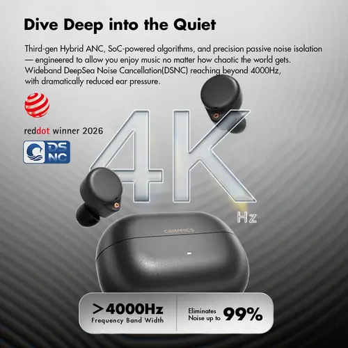 ROSESELSA  Ceramics Ultra TWS Earbuds, 99% ANC Earphones, Hi-Res LDAC\LHDC, IPX4, 40H Battery, 4 HD Mics, 54ms Gaming Dual Conne - Image 2