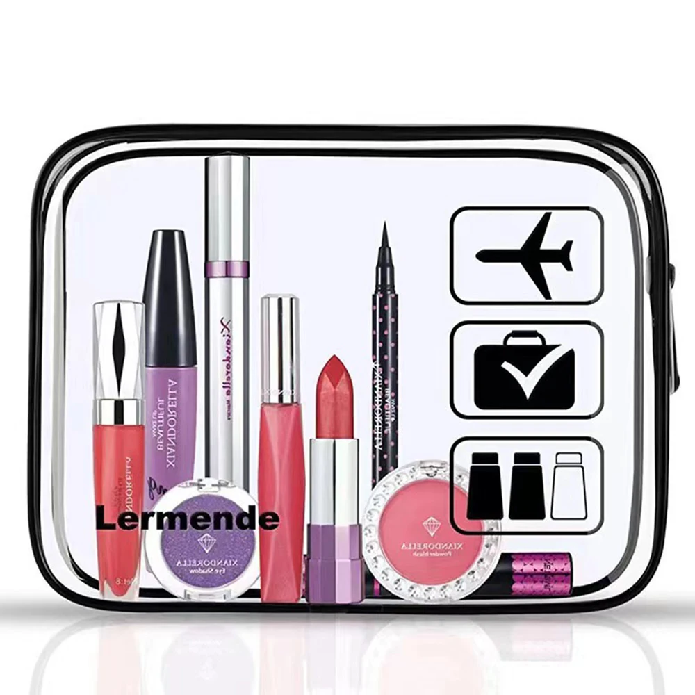 Lot 3 pochettes de toilette transparentes étanches voyage - Trousse maquillage minimaliste PVC anti-fuites