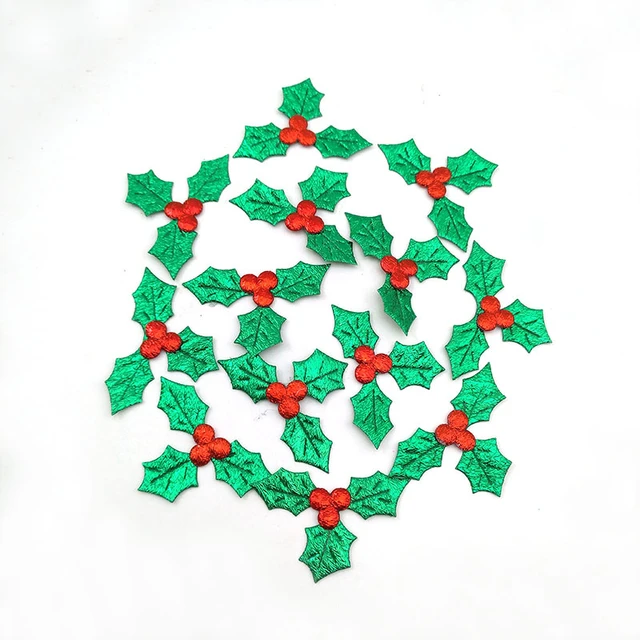 25 Christmas Embossed Felt Sheets Green Poinsettia Holly Leaf 12 Arts