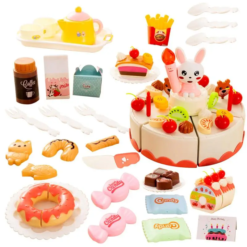

Interactive Kids Pretend Play Fruit Cuting Birthday Cake Toy DIY Kitchen Toys Simulation Cake Food Model Girls Gift