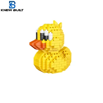 Little Yellow Duck Puzzle Assembly Building Blocks Toys Animal Series 3D Model Micro Mini Diamond Bricks Pig Panda Hamster Snail
