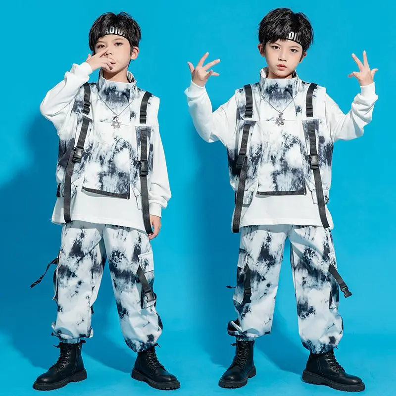 

Children's hip-hop street dance fashion suit, boys' hiphop vest, drum stand, handsome set, girls' jazz dance performance suit
