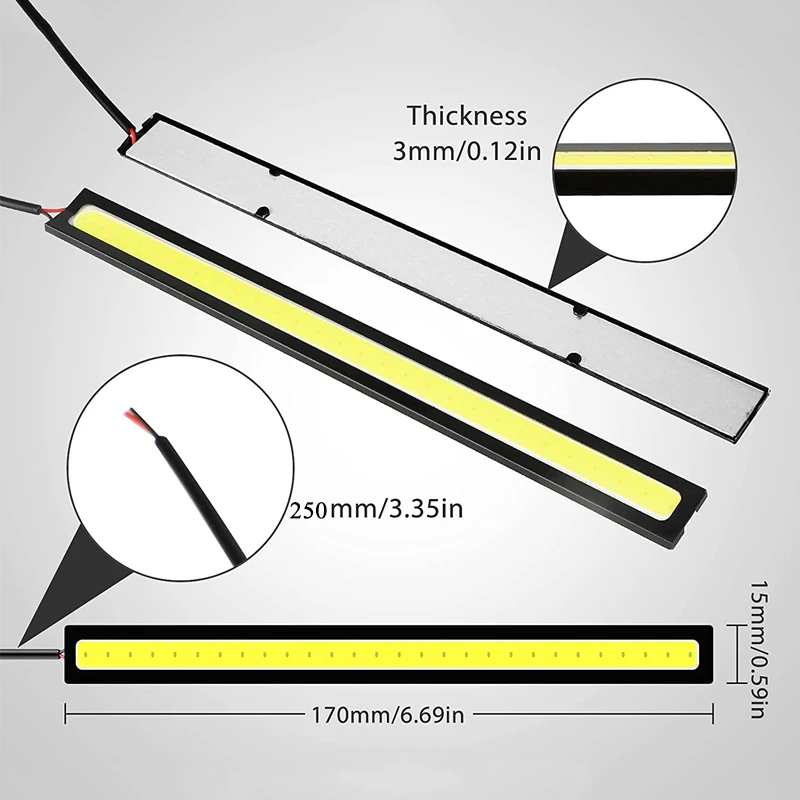 รูปสินค้า ไฟ LED COB DRL 17 ซม. สีขาว แผงอลูมิเนียม สำหรับรถยนต์