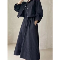 REALEFT Summer 2 Pieces Women's Dress Suits Turn-down Short Jacket and Solid Casual Tank Dress Sets Outfits 2024 New Spring - Image 5