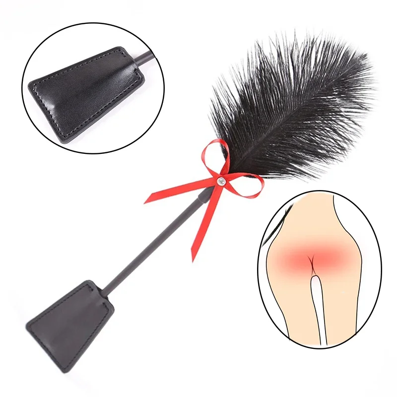 Sex Toys BDSM Feather Tickled Whip Bondage Erotic Punish Fetish Leather Spanking Paddle Play Flogger Sex Toys For Couple Woman Lover