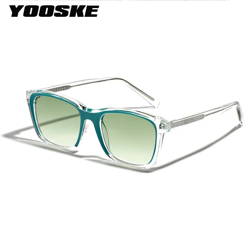 

YOOSKE TR90 Transparent Fashion Sunglasses for Women Men Square Sun Glasses Ladies Rivet Gradient Eyewear Shades UV400 Mirror