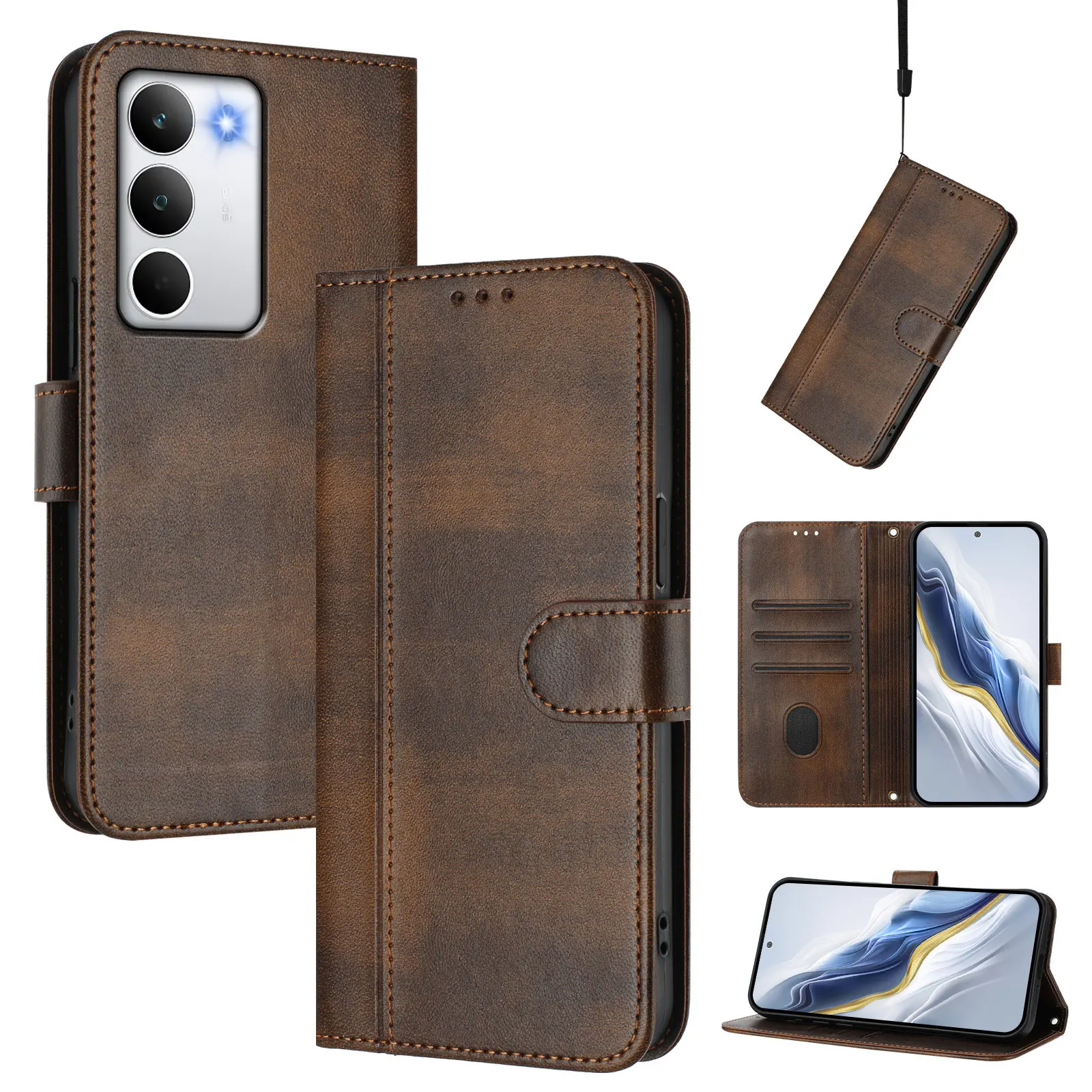 Retro Leather Flip Wallet Phone Case - Book Cover Coque s Shell