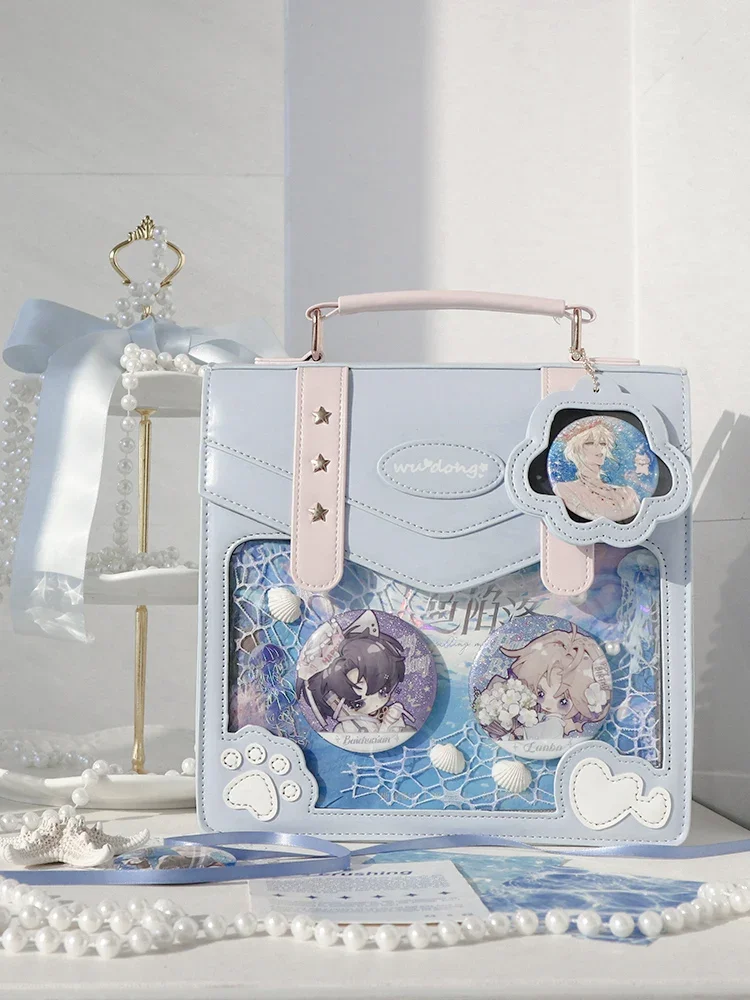 Cute Transparent Ita Mochila Original Daily Using Mochilas Mujer Square School Bag Sweet Kawaii  Backpack Crossbady Bolsos 5