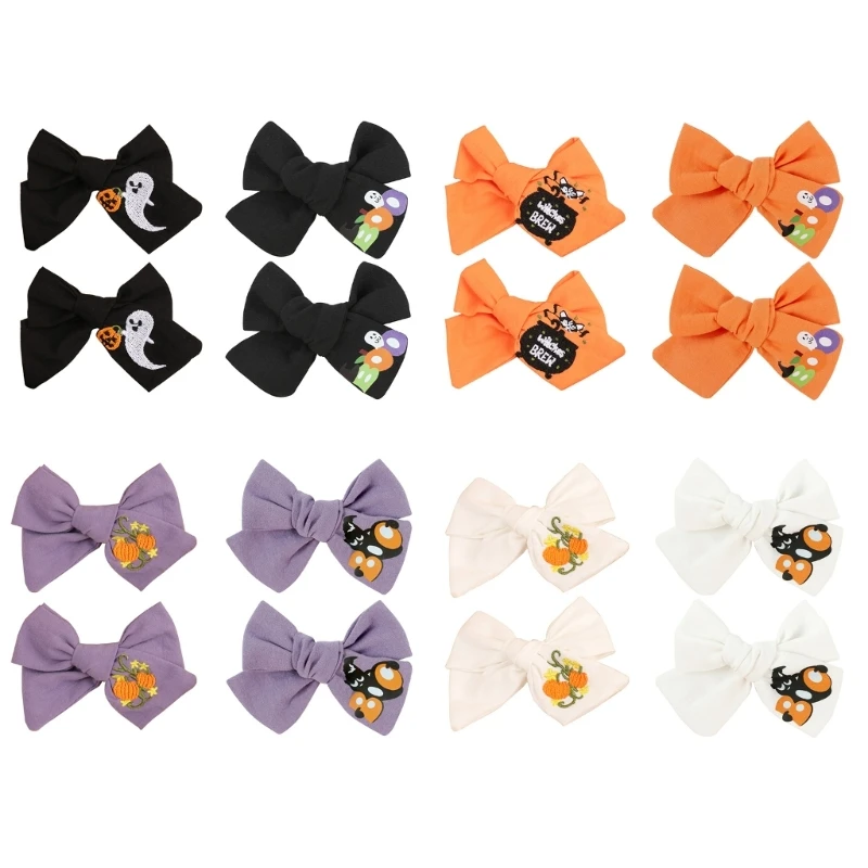 2PCS Halloween Charm Hairpin Fashionable Black Cat Headwear Trendy Party Hair Barrettes Hair Adorments for Baby Girls