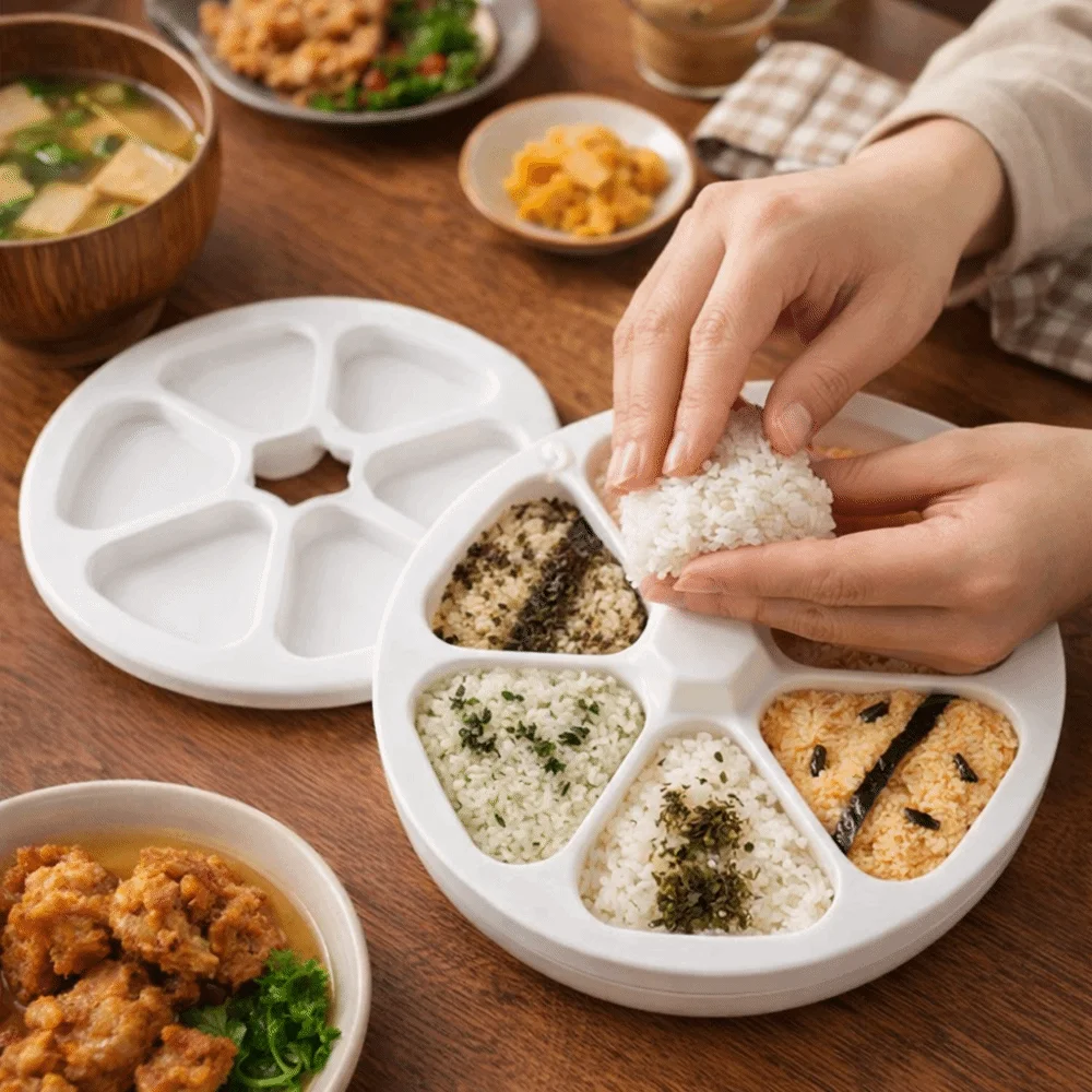 6칸 삼각형 초밥 틀 일본식 플라스틱 주먹밥 틀 수제 오니기리 틀 도시락