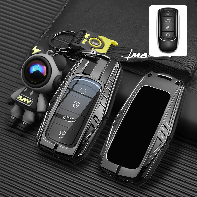 Ysbxitu BMW Key Fob Cover - Zinc Alloy & Glow-in-Dark Silicone, 3-Button Case With Keychain For 5/7/X Series - View #3