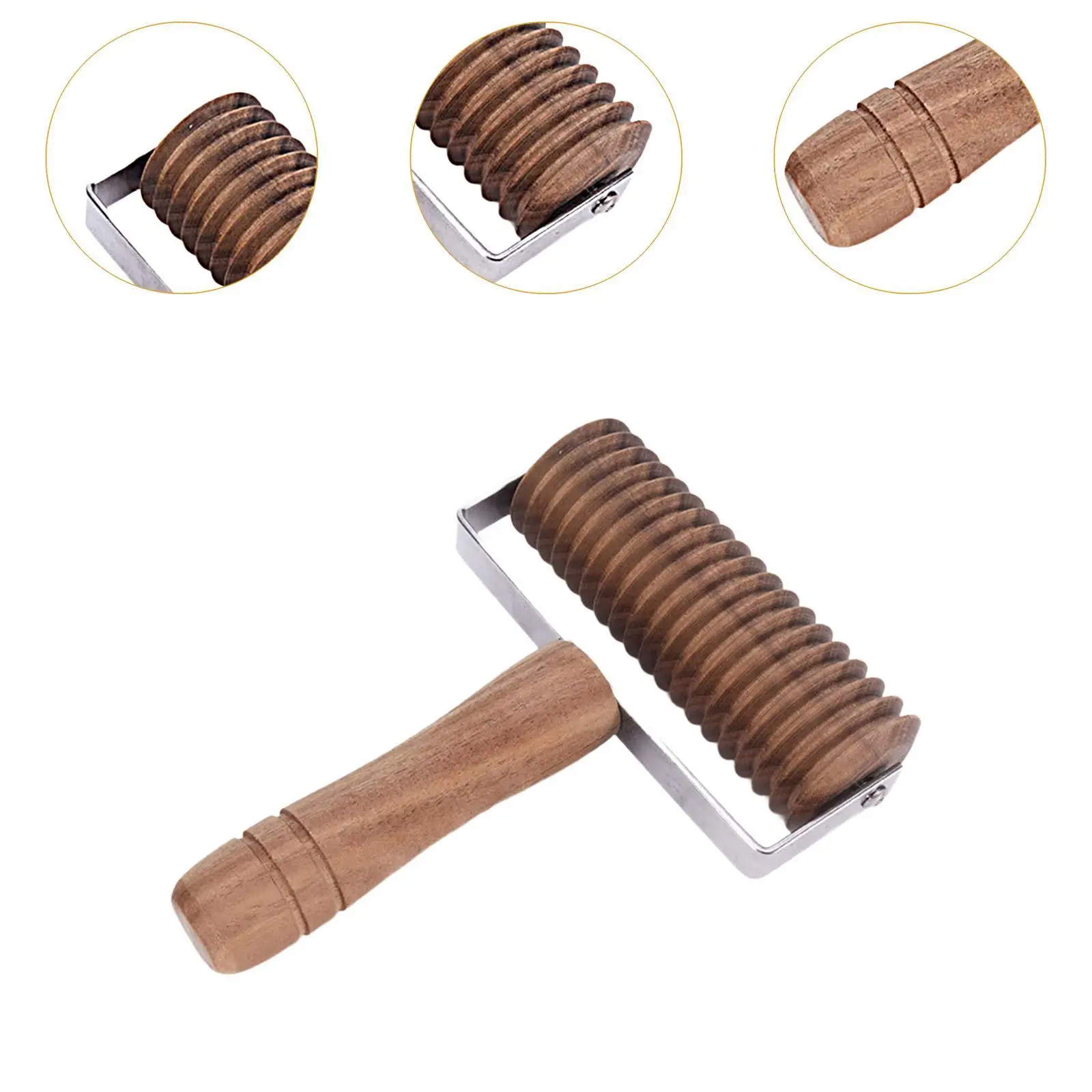 Wooden Pasta Cutter Comfort Handle Docker Kitchen Utensils Cooking Tools Pasta Roller Noodle Lattice Roller for Home Restaurant