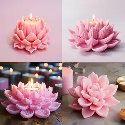 Simulation Lotus Candle Silicone Mold Blossom Flower Soap Fragrance Ornaments Making Chocolate Cake Decor Valentine's Day Gift