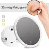 10CM 30X Magnifying Mirror with Tweezers LED Makeup Mirror with 3 Suction Cups Rechargeable Dimmable Magnified Vanity Mirror 1