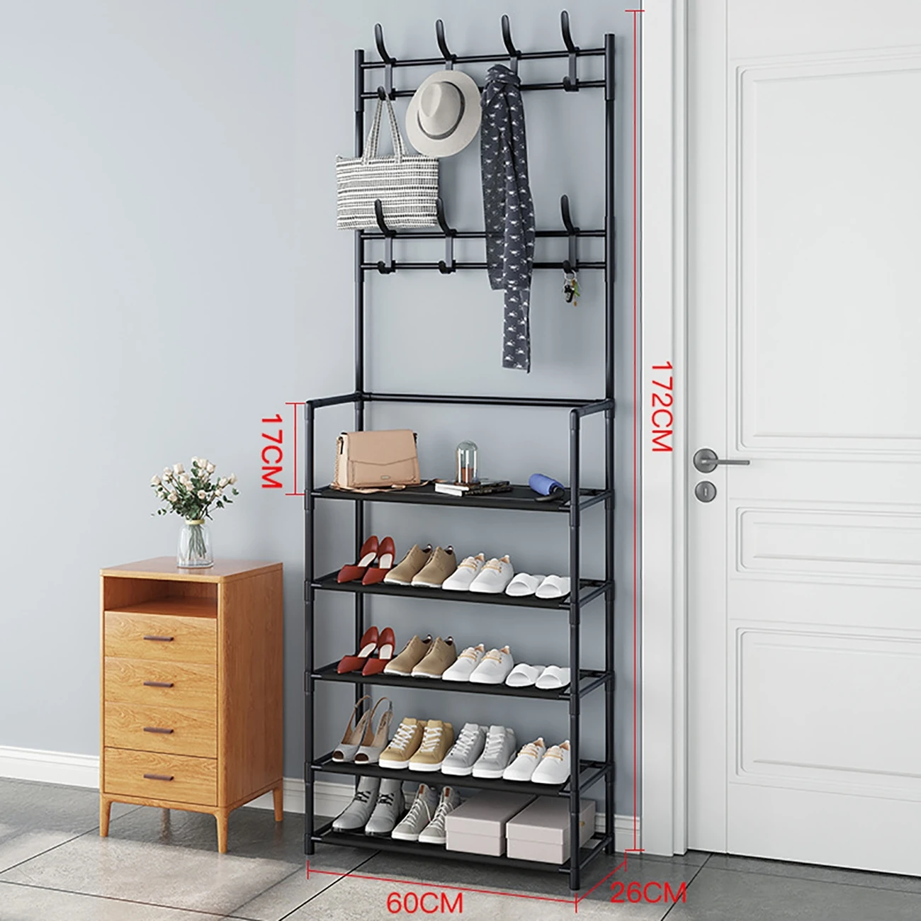 Floor Coat Rack Shoe Rack and Hat Wardrobe Household Integrated Shoe and Hat Hanger Home Furniture shoe and hat racks