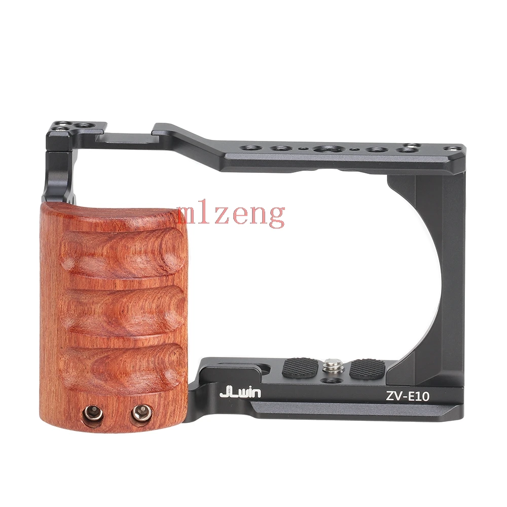 ZVE10 wooden side Alloy Rabbit cage Rig Handle Arm support bracket Hand Grip Quick Release Plate For Sony ZV-E10 camera tripod